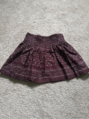 Madewell Women's Maroon Patterned Smocked Waist Skirt NWT